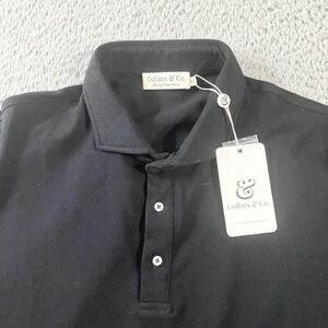 Collars &‎ Co. Polo Shirt Mens 3XL Black Luxury Pique Cotton Short Sleeve Casual